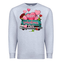 Heather Grey Happy Valentine's day turquoise truck Premium Sweatshirt - HowdyJamesFarm