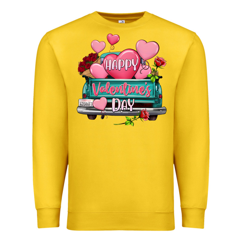 Happy Valentine's Day Turquoise Truck Premium Sweatshirt by HowdyJamesFarm | Teevron