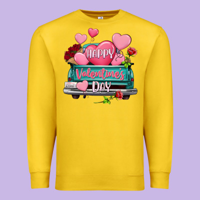Happy Valentine's Day Turquoise Truck Premium Sweatshirt Designed By Howdyjamesfarm