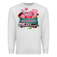 Oatmeal Heather Happy Valentine's day turquoise truck Premium Sweatshirt - HowdyJamesFarm