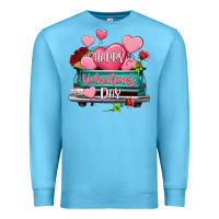 Ocean Blue Happy Valentine's day turquoise truck Premium Sweatshirt - HowdyJamesFarm