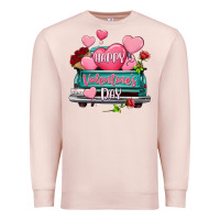 Pale Pink Happy Valentine's day turquoise truck Premium Sweatshirt - HowdyJamesFarm