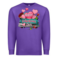 Purple Happy Valentine's day turquoise truck Premium Sweatshirt - HowdyJamesFarm