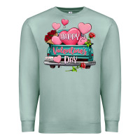 Seafoam Happy Valentine's day turquoise truck Premium Sweatshirt - HowdyJamesFarm