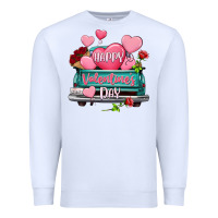 White Happy Valentine's day turquoise truck Premium Sweatshirt - HowdyJamesFarm