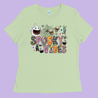 Spooky Vibes Ladies Tee Designed By Cowhidedigitalart