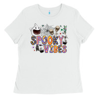 White spooky vibes Ladies Tee - CowhideDigitalArt