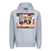 Heather Grey it's okay to say gay tumbler Premium Hoodie - JahusDesignShop