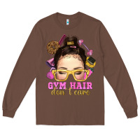 Chestnut messy bun gym hair dont care Long Sleeve Tee - NancyCooperArtShop