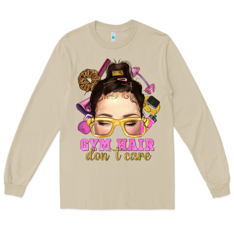 Messy Bun Gym Hair Dont Care Long Sleeve Tee by NancyCooperArtShop | Teevron