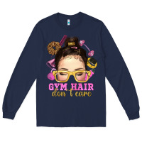 Navy messy bun gym hair dont care Long Sleeve Tee - NancyCooperArtShop