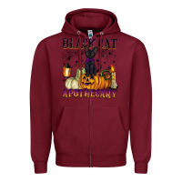 Burgundy black cat apothecary Zipper Hoodie - BarkalooDesign
