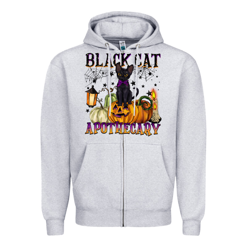 Black Cat Apothecary Zipper Hoodie by BarkalooDesign | Teevron