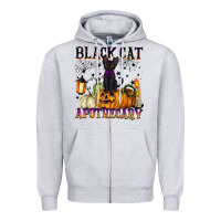 Heather Grey black cat apothecary Zipper Hoodie - BarkalooDesign
