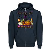Navy black cat apothecary Zipper Hoodie - BarkalooDesign