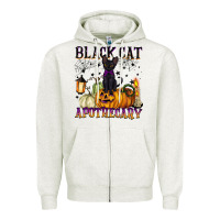 Oatmeal Heather black cat apothecary Zipper Hoodie - BarkalooDesign