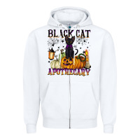 White black cat apothecary Zipper Hoodie - BarkalooDesign