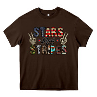 Chocolate Brown stars and stripes Heavy Core Tee - CowhideDigitalArt