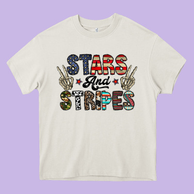 Stars And Stripes Heavy Core Tee Designed By Cowhidedigitalart