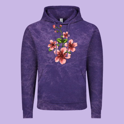 Pink Flowers Hibiscus Vintage Hoodie Designed By Jasminsmagicworld