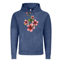 Vintage Denim pink flowers hibiscus Vintage Hoodie - Jasminsmagicworld