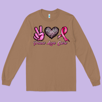 Peace Love Cure Long Sleeve Tee Designed By Jahusdesignshop