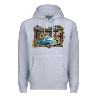 Heather Grey Small town USA truck 4th of july Premium Hoodie - HowdyJamesFarm