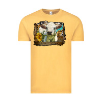 Vintage Mustard charolais heifer with western background Vintage Tee - LillyAllenDesigns