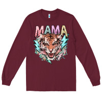 Burgundy mama tiger lightning bolt Long Sleeve Tee - NancyCooperArtShop