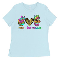 Baby Blue peace love summer Ladies Tee - JahusDesignShop