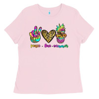 Bubblegum Pink peace love summer Ladies Tee - JahusDesignShop