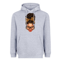 Heather Grey Light skin afro messy bun leopard bow Heavyweight Hoodie - texasbilliewilder