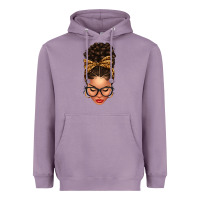 Lavender Light skin afro messy bun leopard bow Heavyweight Hoodie - texasbilliewilder