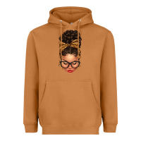 Light Skin Afro Messy Bun Leopard Bow Heavyweight Hoodie | Teevron