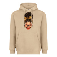 Mushroom Light skin afro messy bun leopard bow Heavyweight Hoodie - texasbilliewilder