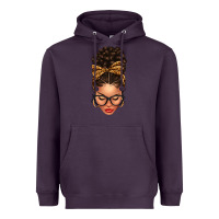Plum Light skin afro messy bun leopard bow Heavyweight Hoodie - texasbilliewilder