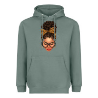 Sage Light skin afro messy bun leopard bow Heavyweight Hoodie - texasbilliewilder