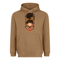 Toasted Coconut Light skin afro messy bun leopard bow Heavyweight Hoodie - texasbilliewilder
