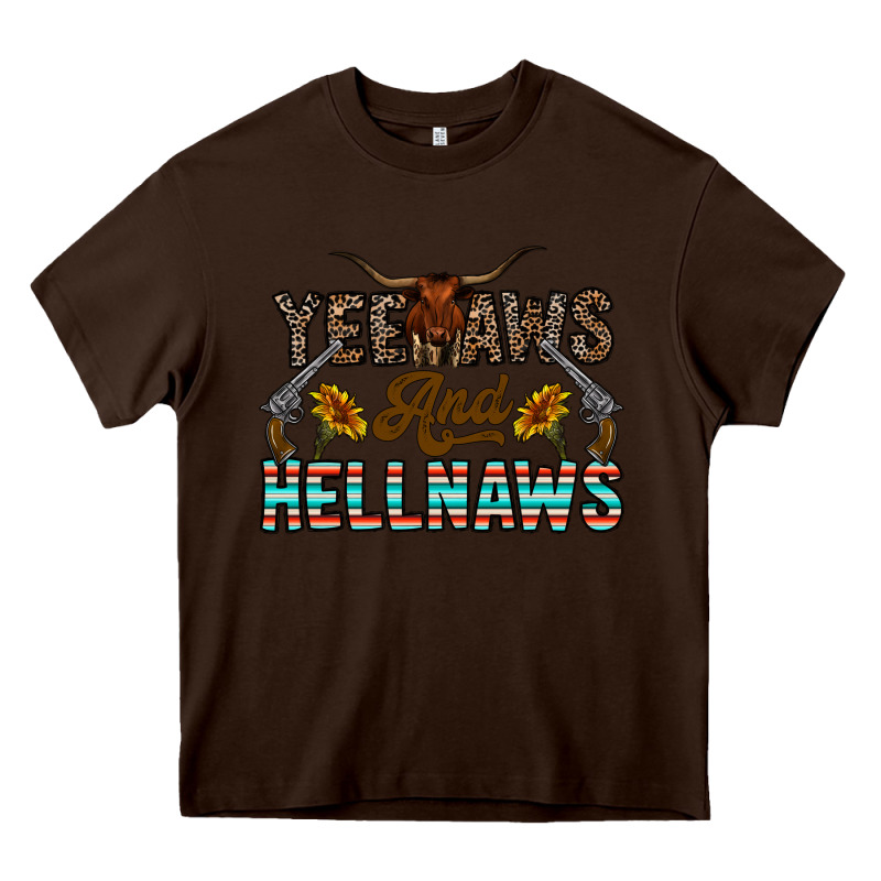 Yeehaws And Hellnaws Heavy Core Tee by CowhideDigitalArt | Teevron