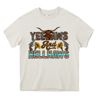 Cream yeehaws and hellnaws Heavy Core Tee - CowhideDigitalArt
