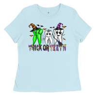 Baby Blue trick or teeth Ladies Tee - CowhideDigitalArt