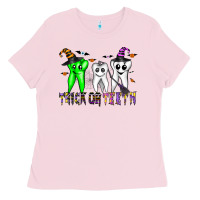 Bubblegum Pink trick or teeth Ladies Tee - CowhideDigitalArt