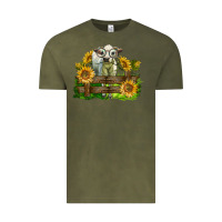 Vintage Olive charolais heifer with sunflowers Vintage Tee - LillyAllenDesigns