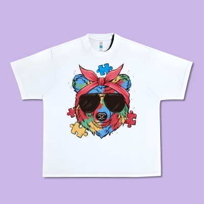 Autism Awareness Bear Urban Heavy Tee Designed By Maliassmallbusiness