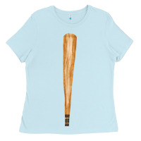 Baby Blue wooden baseball Ladies Tee - FaDigitalArtStudio