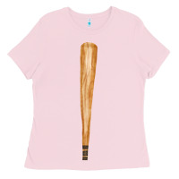 Bubblegum Pink wooden baseball Ladies Tee - FaDigitalArtStudio