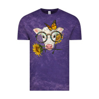 Cloud Purple charolais calf with sunflowers and butterfly Vintage Tee - LillyAllenDesigns