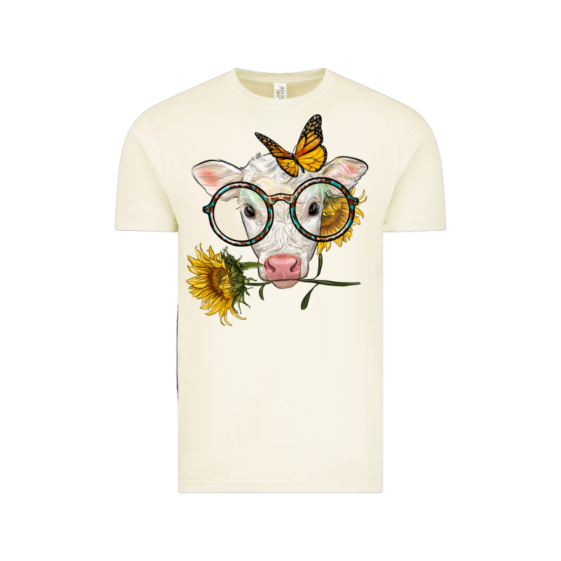 Charolais Calf With Sunflowers And Butterfly Vintage Tee by LillyAllenDesigns | Teevron