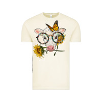 Vintage Arctic charolais calf with sunflowers and butterfly Vintage Tee - LillyAllenDesigns