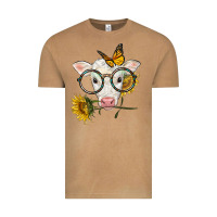 Vintage Camel charolais calf with sunflowers and butterfly Vintage Tee - LillyAllenDesigns